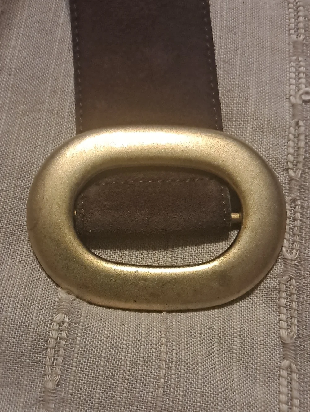 MIOR Brown Suede Leather Belt with Gold/Brass Buckle Wide Boho Festival Western